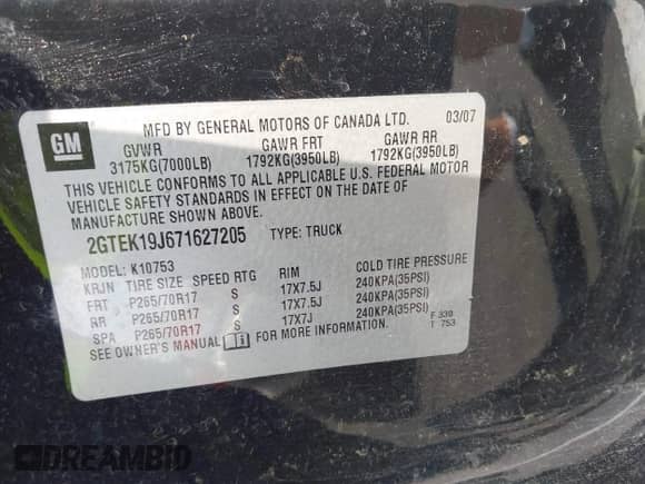 2007 GMC Sierra 1500 SLE2 с VIN 2GTEK19J671627205, выставлен на аукционе IAAI как лот 43016415 с пробегом 166 335 миль миль и . История ставок и продаж доступна на DreamBid. Изображение 9.