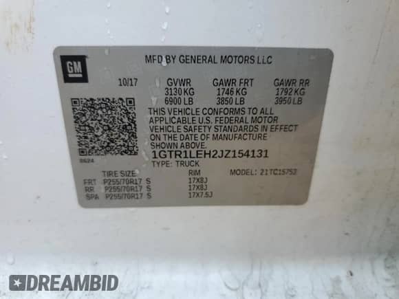 2018 GMC Sierra 1500 с VIN 1GTR1LEH2JZ154131, выставлен на аукционе Copart как лот 85252294 с пробегом 247 512 миль миль и Списание • Salvage title. История ставок и продаж доступна на DreamBid. Изображение 13.