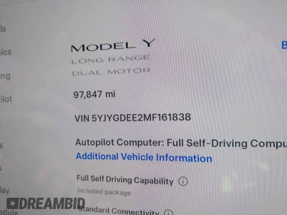 2021 Tesla Model Y Long Range с VIN 5YJYGDEE2MF161838, выставлен на аукционе IAAI как лот 43250955 с пробегом 97 847 миль миль и . История ставок и продаж доступна на DreamBid. Изображение 15.