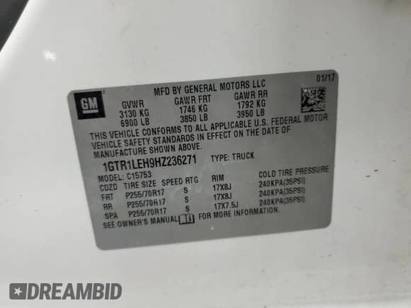 2017 GMC Sierra 1500 с VIN 1GTR1LEH9HZ236271, выставлен на аукционе Copart как лот 71377054 с пробегом 194 719 миль миль и Списание • Salvage title. История ставок и продаж доступна на DreamBid. Изображение 13.