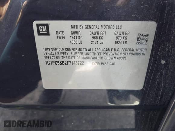 2015 Chevrolet Cruze LT с VIN 1G1PC5SB2F7143722, выставлен на аукционе IAAI как лот 43396495 с пробегом 139 018 миль миль и . История ставок и продаж доступна на DreamBid. Изображение 9.