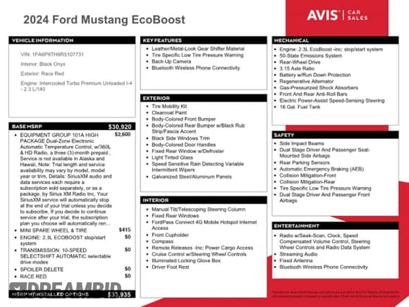 2024 Ford Mustang EcoBoost с VIN 1FA6P8TH8R5107731, выставлен на аукционе Copart как лот 84730045 с пробегом 38 607 миль миль и На запчасти • Non repairable. История ставок и продаж доступна на DreamBid. Изображение 12.