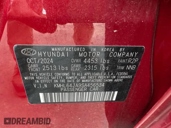 2025 Hyundai Sonata SEL with VIN KMHL64JA9SA456534, listed as a Copart auction lot 90396385 with 19,440 mi miles and Clean title. Bid and sale history available at DreamBid. Image 10.