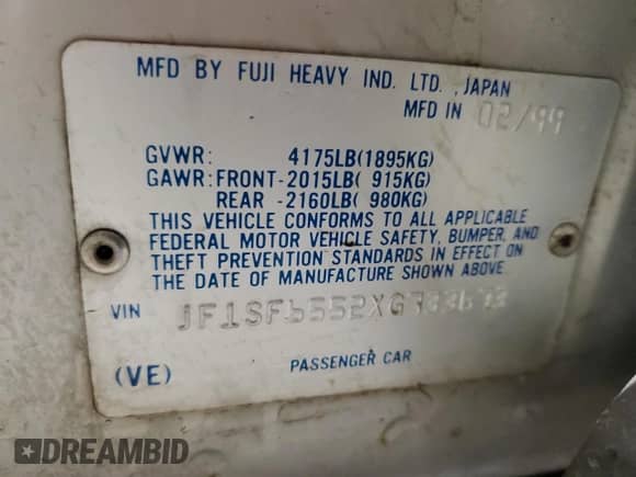 1999 Subaru Forester S with VIN JF1SF6552XG733673, listed as a Copart auction lot 55175035 with 207,847 mi miles and Clean title. Bid and sale history available at DreamBid. Image 13.