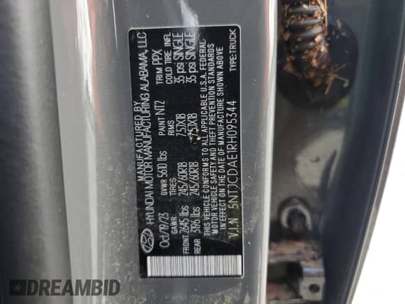 2024 Hyundai Santa Cruz SEL с VIN 5NTJCDAE1RH095344, выставлен на аукционе Copart как лот 73881794 с пробегом 10 381 миль миль и На запчасти • Non repairable. История ставок и продаж доступна на DreamBid. Изображение 12.