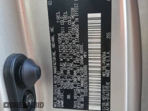 2005 Toyota Sienna CE с VIN 5TDZA23C15S300995, выставлен на аукционе Copart как лот 86701625 с пробегом 227 506 миль миль и Чистый • Clean title. История ставок и продаж доступна на DreamBid. Изображение 13.