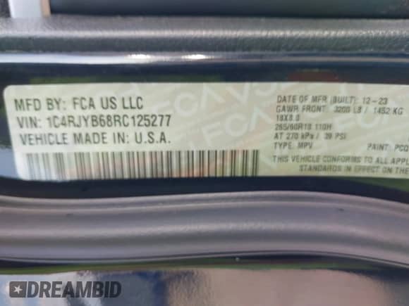 2024 Jeep Grand Cherokee с VIN 1C4RJYB68RC125277, выставлен на аукционе IAAI как лот 43534215 с пробегом 60 520 миль миль и . История ставок и продаж доступна на DreamBid. Изображение 9.