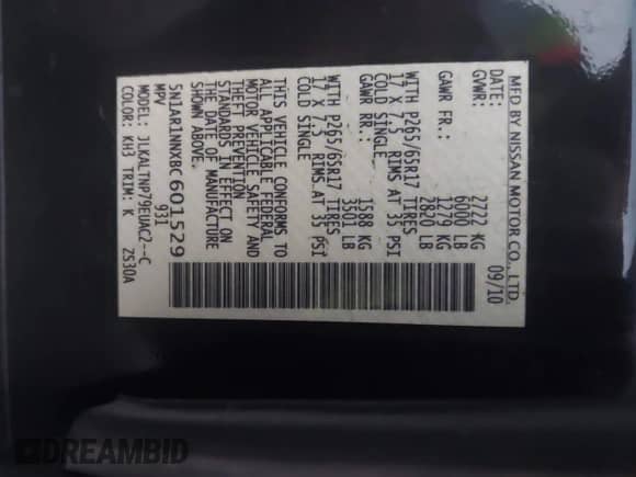 2011 Nissan Pathfinder S с VIN 5N1AR1NNXBC601529, выставлен на аукционе IAAI как лот 43484115 с пробегом 197 117 миль миль и . История ставок и продаж доступна на DreamBid. Изображение 9.