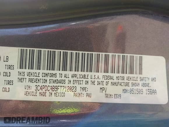 2015 Dodge Journey American Value with VIN 3C4PDCAB9FT712023, listed as a IAAI auction lot 43250914 with 253,300 mi miles and . Bid and sale history available at DreamBid. Image 9.