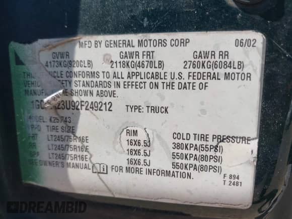 2002 Chevrolet Silverado 2500HD LS with VIN 1GCHK23U92F249212, listed as a IAAI auction lot 43455955 with 255,416 mi miles and . Bid and sale history available at DreamBid. Image 9.