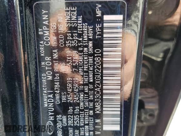 2016 Hyundai Tucson Limited z VIN KM8J3CA2XGU220810, wystawiony jako Copart lot #70448315 z przebiegiem 96 703 mil mil oraz Szkoda całkowita • Salvage title. Historia ofert i sprzedaży dostępna na DreamBid. Obrazek 13.