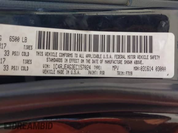 2014 Jeep Grand Cherokee Laredo with VIN 1C4RJEAG3EC157024, listed as a IAAI auction lot 43396333 with 268,228 mi miles and . Bid and sale history available at DreamBid. Image 9.