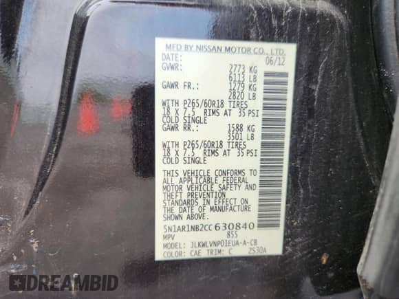 2012 Nissan Pathfinder Silver Edition с VIN 5N1AR1NB2CC630840, выставлен на аукционе Copart как лот 65695495 с пробегом 155 281 миль миль и Чистый • Clean title. История ставок и продаж доступна на DreamBid. Изображение 13.
