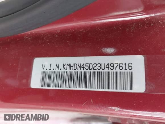 2003 Hyundai Elantra GLS with VIN KMHDN45D23U497616, listed as a IAAI auction lot 43300982 with 167,833 mi miles and . Bid and sale history available at DreamBid. Image 9.
