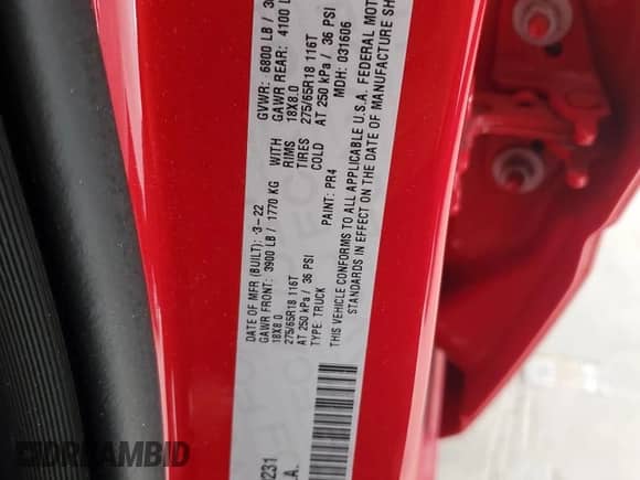 2022 Ram 1500 Big Horn with VIN 1C6RRFBG3NN279231, listed as a Copart auction lot 52372485 with 56,054 mi miles and Non repairable. Bid and sale history available at DreamBid. Image 12.