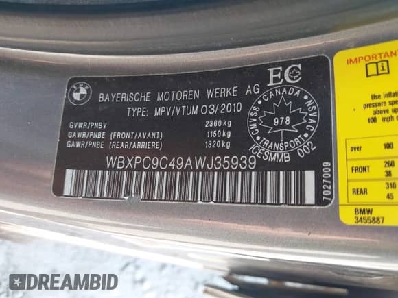 2010 BMW X3 xDrive30i с VIN WBXPC9C49AWJ35939, выставлен на аукционе IAAI как лот 42419841 с пробегом Не указан миль и . История ставок и продаж доступна на DreamBid. Изображение 9.