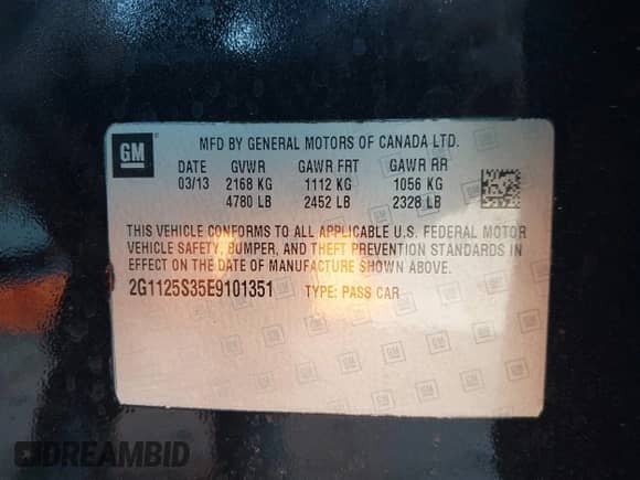 2014 Chevrolet Impala LT с VIN 2G1125S35E9101351, выставлен на аукционе IAAI как лот 43238880 с пробегом 172 013 миль миль и . История ставок и продаж доступна на DreamBid. Изображение 9.