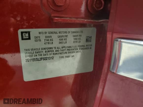 2015 Chevrolet Impala LTZ z VIN 2G1155SL2F9221312, wystawiony jako Copart lot #80671055 z przebiegiem 176 372 mil mil oraz Szkoda całkowita • Salvage title. Historia ofert i sprzedaży dostępna na DreamBid. Obrazek 12.