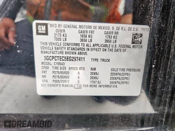 2014 Chevrolet Silverado 1500 High Country с VIN 3GCPCTEC5EG297411, выставлен на аукционе Copart как лот 59611115 с пробегом 145 384 миль миль и Списание • Salvage title. История ставок и продаж доступна на DreamBid. Изображение 12.