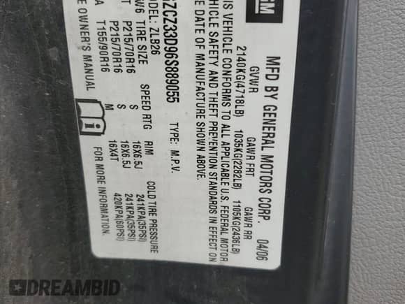 2006 Saturn VUE z VIN 5GZCZ33D96S889055, wystawiony jako Copart lot #59216125 z przebiegiem 142 056 mil mil oraz Szkoda całkowita • Salvage title. Historia ofert i sprzedaży dostępna na DreamBid. Obrazek 14.