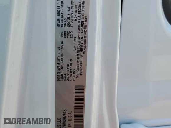 2024 Jeep Wrangler Sahara с VIN 1C4PJXEN7RW297948, выставлен на аукционе Copart как лот 54656795 с пробегом 12 292 миль миль и Списание • Salvage title. История ставок и продаж доступна на DreamBid. Изображение 13.