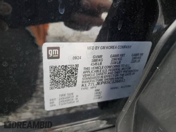 2025 Chevrolet Trax 2RS с VIN KL77LJEP8SC126851, выставлен на аукционе Copart как лот 70218725 с пробегом 12 251 миль миль и Списание • Salvage title. История ставок и продаж доступна на DreamBid. Изображение 14.