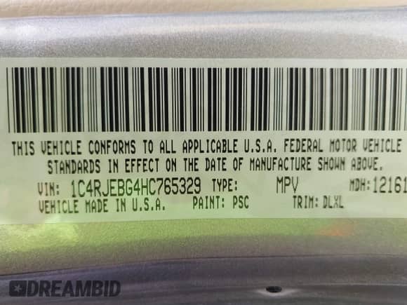 2017 Jeep Grand Cherokee Limited with VIN 1C4RJEBG4HC765329, listed as a IAAI auction lot 42008297 with 194,607 mi miles and . Bid and sale history available at DreamBid. Image 9.