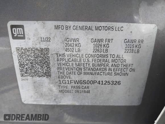 2023 Chevrolet Bolt EV 1LT with VIN 1G1FW6S00P4125326, listed as a IAAI auction lot 42519260 with 49,855 mi miles and . Bid and sale history available at DreamBid. Image 9.