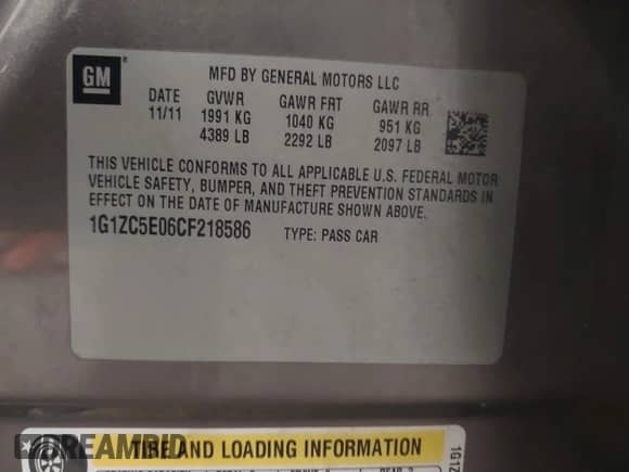 2012 Chevrolet Malibu 1LT z VIN 1G1ZC5E06CF218586, wystawiony jako IAAI lot #42838384 z przebiegiem 183 069 mil mil oraz . Historia ofert i sprzedaży dostępna na DreamBid. Obrazek 9.