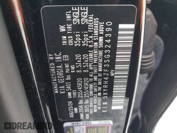 2025 Kia Sorento EX with VIN 5XYRH4JF3SG324390, listed as a Copart auction lot 81466605 with 14,598 mi miles and Salvage title. Bid and sale history available at DreamBid. Image 14.