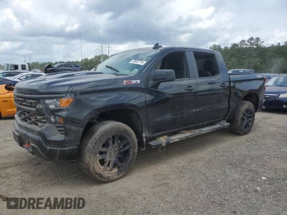 2024 Chevrolet Silverado 1500 Custom Trail Boss z VIN 3GCUDCE86RG359836, wystawiony jako Copart lot #54932715 z przebiegiem Nie podano mil oraz Szkoda całkowita • Salvage title. Historia ofert i sprzedaży dostępna na DreamBid. Obrazek 1.
