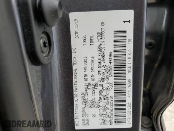 2020 Toyota Tacoma SR5 with VIN 5TFCZ5AN6LX221818, listed as a Copart auction lot 81645745 with 19,809 mi miles and Salvage title. Bid and sale history available at DreamBid. Image 12.