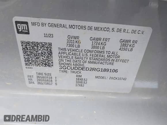 2024 Chevrolet Silverado 1500 LT with VIN 3GCUDDED2RG189106, listed as a IAAI auction lot 41552579 with 40,971 mi miles and . Bid and sale history available at DreamBid. Image 9.
