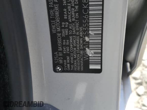 2006 BMW 5 Series 525i с VIN WBANE53556CK83043, выставлен на аукционе Copart как лот 71059225 с пробегом 110 480 миль миль и Списание • Salvage title. История ставок и продаж доступна на DreamBid. Изображение 12.