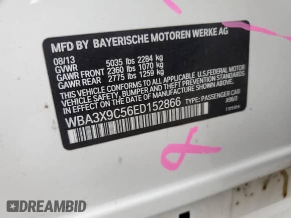 2014 BMW 3 Series 335i Gran Turismo xDrive z VIN WBA3X9C56ED152866, wystawiony jako Copart lot #66904585 z przebiegiem 77 512 mil mil oraz Szkoda całkowita • Salvage title. Historia ofert i sprzedaży dostępna na DreamBid. Obrazek 12.