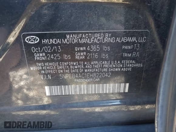 2014 Hyundai Sonata GLS z VIN 5NPEB4AC1EH822042, wystawiony jako IAAI lot #43235585 z przebiegiem 137 540 mil mil oraz . Historia ofert i sprzedaży dostępna na DreamBid. Obrazek 9.