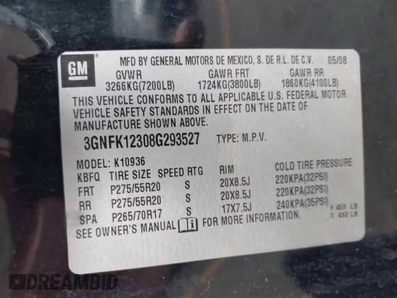 2008 Chevrolet Avalanche LTZ с VIN 3GNFK12308G293527, выставлен на аукционе IAAI как лот 42857382 с пробегом 294 287 миль миль и . История ставок и продаж доступна на DreamBid. Изображение 9.