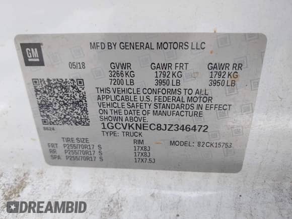 2018 Chevrolet Silverado 1500 Work Truck с VIN 1GCVKNEC8JZ346472, выставлен на аукционе IAAI как лот 42733256 с пробегом 149 011 миль миль и . История ставок и продаж доступна на DreamBid. Изображение 9.