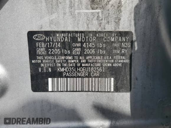 2014 Hyundai Elantra с VIN KMHD35LH0EU182561, выставлен на аукционе Copart как лот 67193365 с пробегом 104 616 миль миль и Списание • Salvage title. История ставок и продаж доступна на DreamBid. Изображение 12.