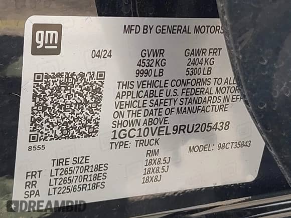 2024 Chevrolet Silverado EV Work Truck z VIN 1GC10VEL9RU205438, wystawiony jako IAAI lot #42596415 z przebiegiem 5 393 mil mil oraz . Historia ofert i sprzedaży dostępna na DreamBid. Obrazek 9.