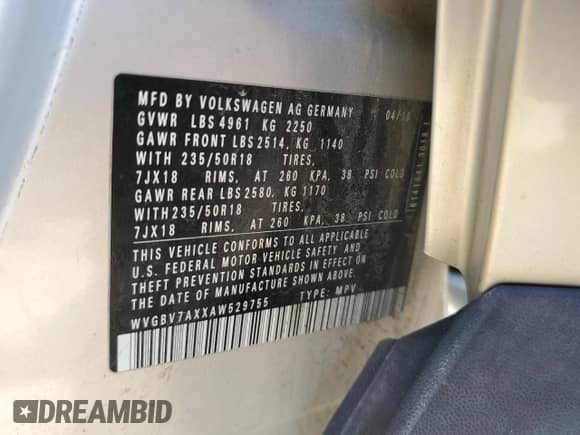 2010 Volkswagen Tiguan SE с VIN WVGBV7AXXAW529755, выставлен на аукционе Copart как лот 69952965 с пробегом 142 642 миль миль и Списание • Salvage title. История ставок и продаж доступна на DreamBid. Изображение 13.