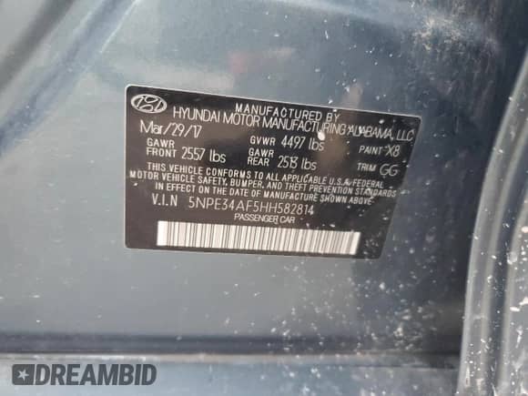 2017 Hyundai Sonata Sport с VIN 5NPE34AF5HH582814, выставлен на аукционе Copart как лот 65532315 с пробегом Не указан миль и Списание • Salvage title. История ставок и продаж доступна на DreamBid. Изображение 12.