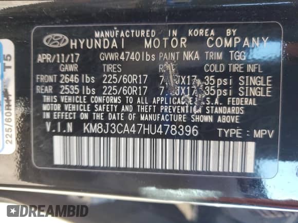 2017 Hyundai Tucson SE с VIN KM8J3CA47HU478396, выставлен на аукционе Copart как лот 86298375 с пробегом 102 574 миль миль и Списание • Salvage title. История ставок и продаж доступна на DreamBid. Изображение 14.