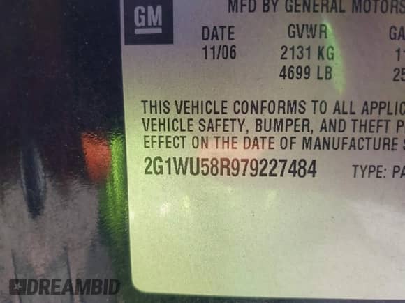 2007 Chevrolet Impala LTZ с VIN 2G1WU58R979227484, выставлен на аукционе IAAI как лот 42664631 с пробегом 256 326 миль миль и . История ставок и продаж доступна на DreamBid. Изображение 9.