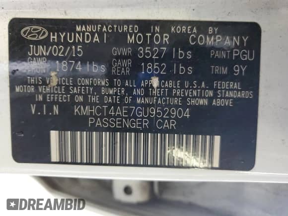 2016 Hyundai Accent SE with VIN KMHCT4AE7GU952904, listed as a Copart auction lot 86055475 with 194,074 mi miles and Clean title. Bid and sale history available at DreamBid. Image 12.