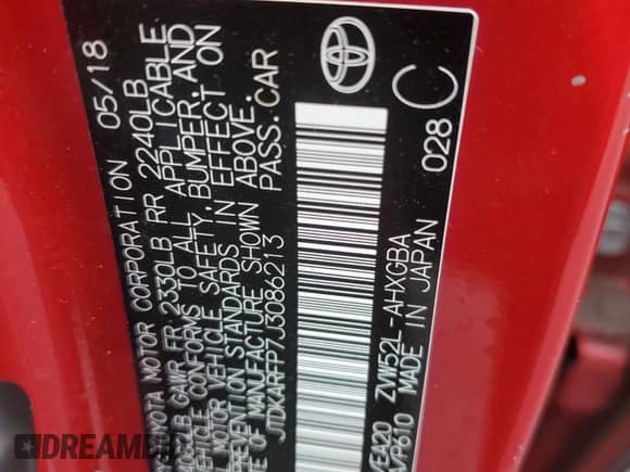 2018 Toyota Prius Plus with VIN JTDKARFP7J3086213, listed as a Copart auction lot 90825275 with 153,168 mi miles and Salvage title. Bid and sale history available at DreamBid. Image 13.