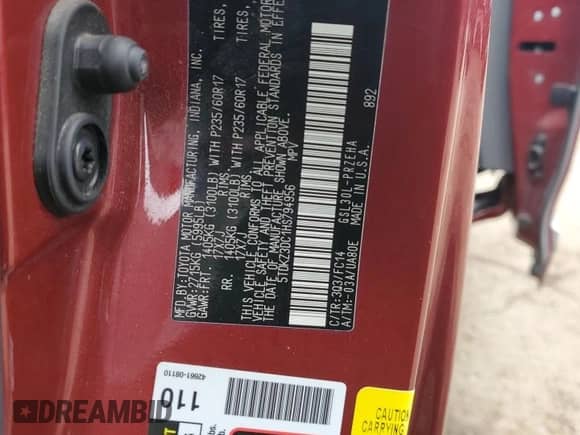 2017 Toyota Sienna LE with VIN 5TDKZ3DC1HS794956, listed as a Copart auction lot 62742435 with 107,953 mi miles and Salvage title. Bid and sale history available at DreamBid. Image 12.