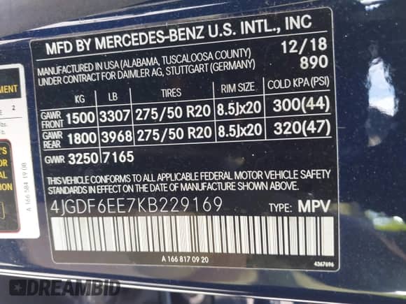 2019 Mercedes-Benz GLS 450 z VIN 4JGDF6EE7KB229169, wystawiony jako IAAI lot #42558733 z przebiegiem 21 477 mil mil oraz . Historia ofert i sprzedaży dostępna na DreamBid. Obrazek 9.