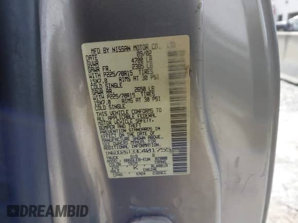 2003 Nissan Frontier XE z VIN 1N6DD26T33C401755, wystawiony jako IAAI lot #41759370 z przebiegiem 397 585 mil mil oraz . Historia ofert i sprzedaży dostępna na DreamBid. Obrazek 9.