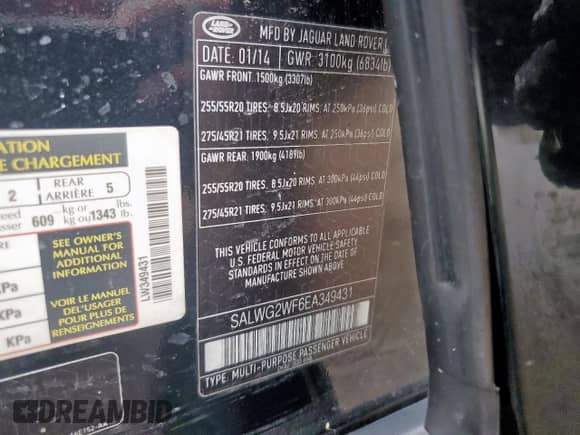 2014 Land Rover Range Rover Sport SE с VIN SALWG2WF6EA349431, выставлен на аукционе Copart как лот 63858845 с пробегом 169 185 миль миль и Чистый • Clean title. История ставок и продаж доступна на DreamBid. Изображение 13.